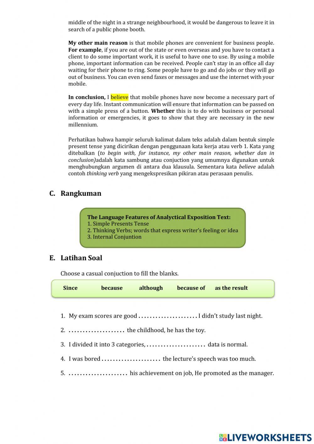 Analytical Exposition Language Features