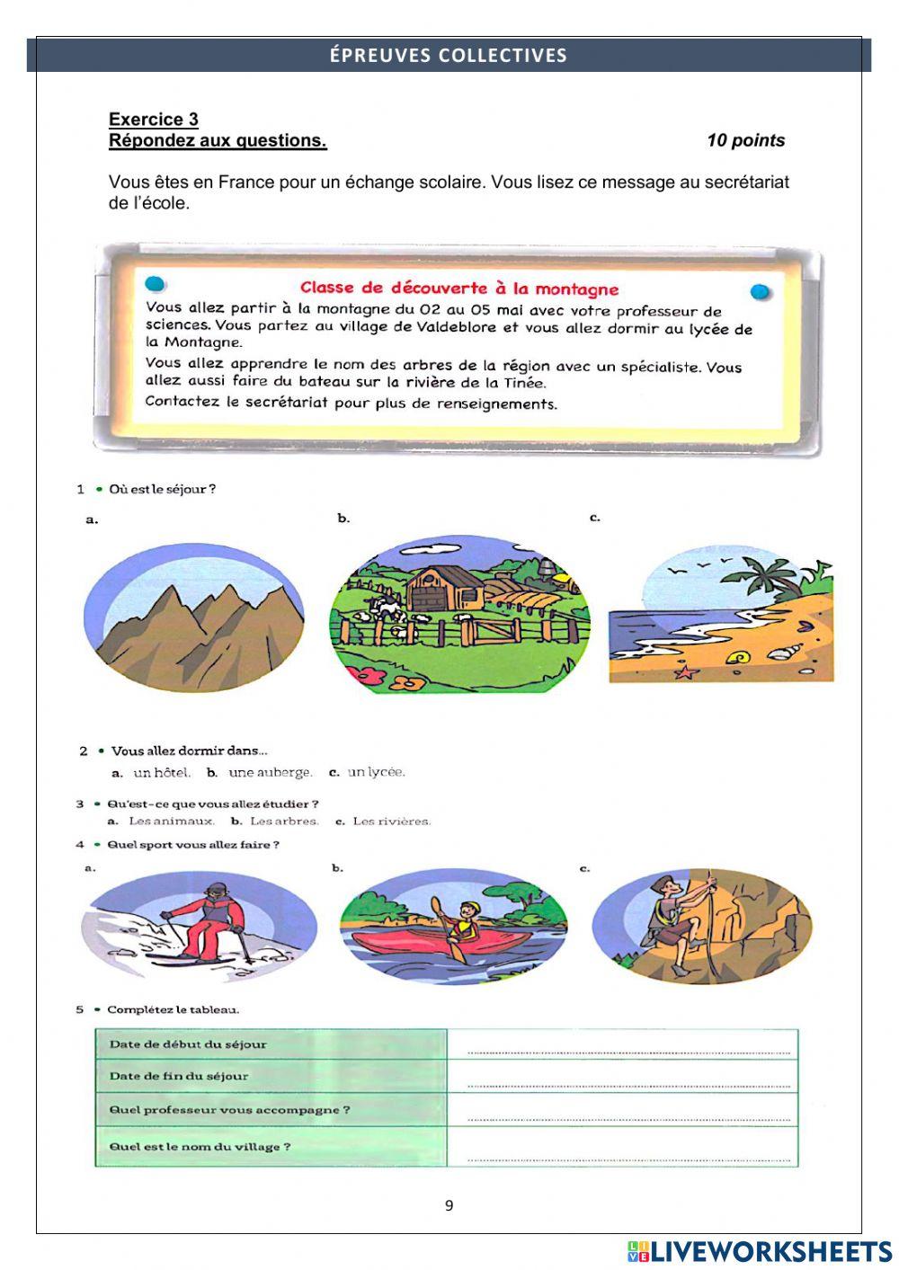 Comprehension Écrite