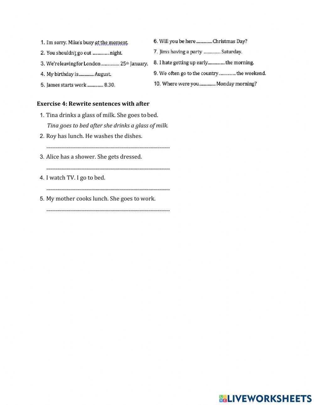 Prepositions of place & time