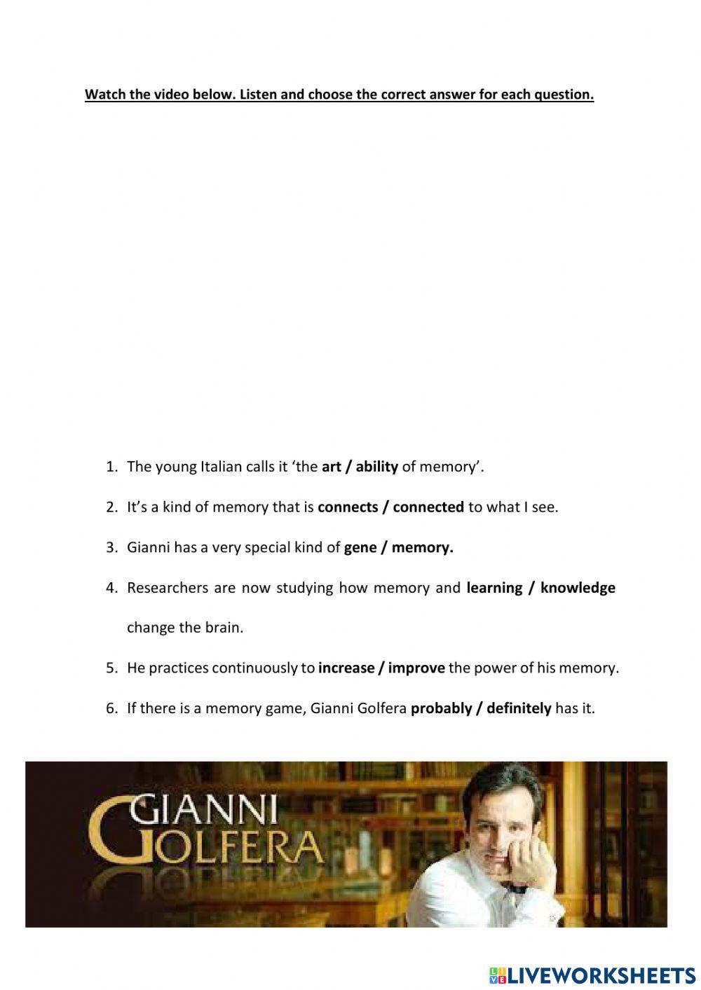 The Memory Man (Form 2 Unit 1 Non-Textbook Lesson)