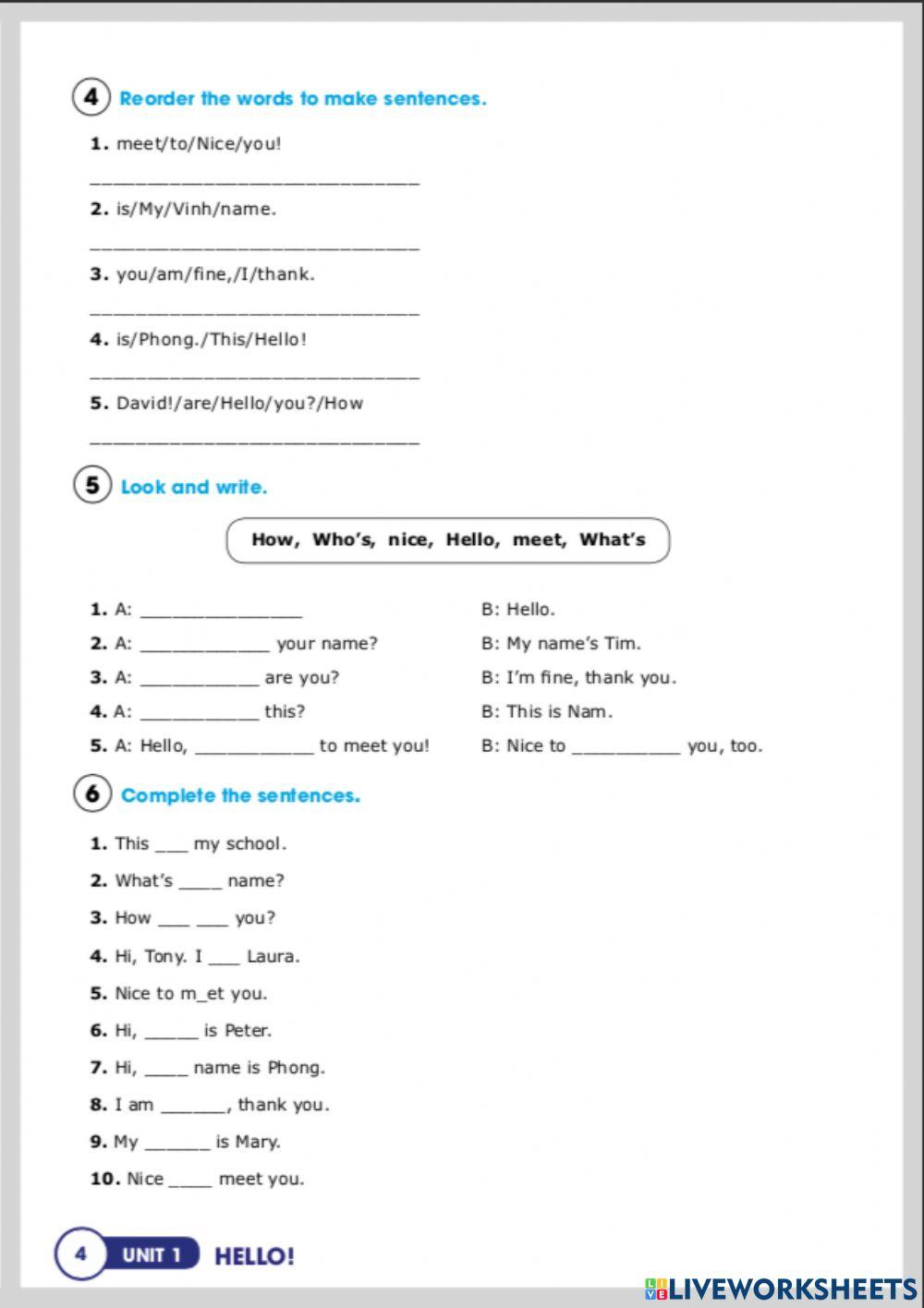 Unit 1: Hello- Grade 3