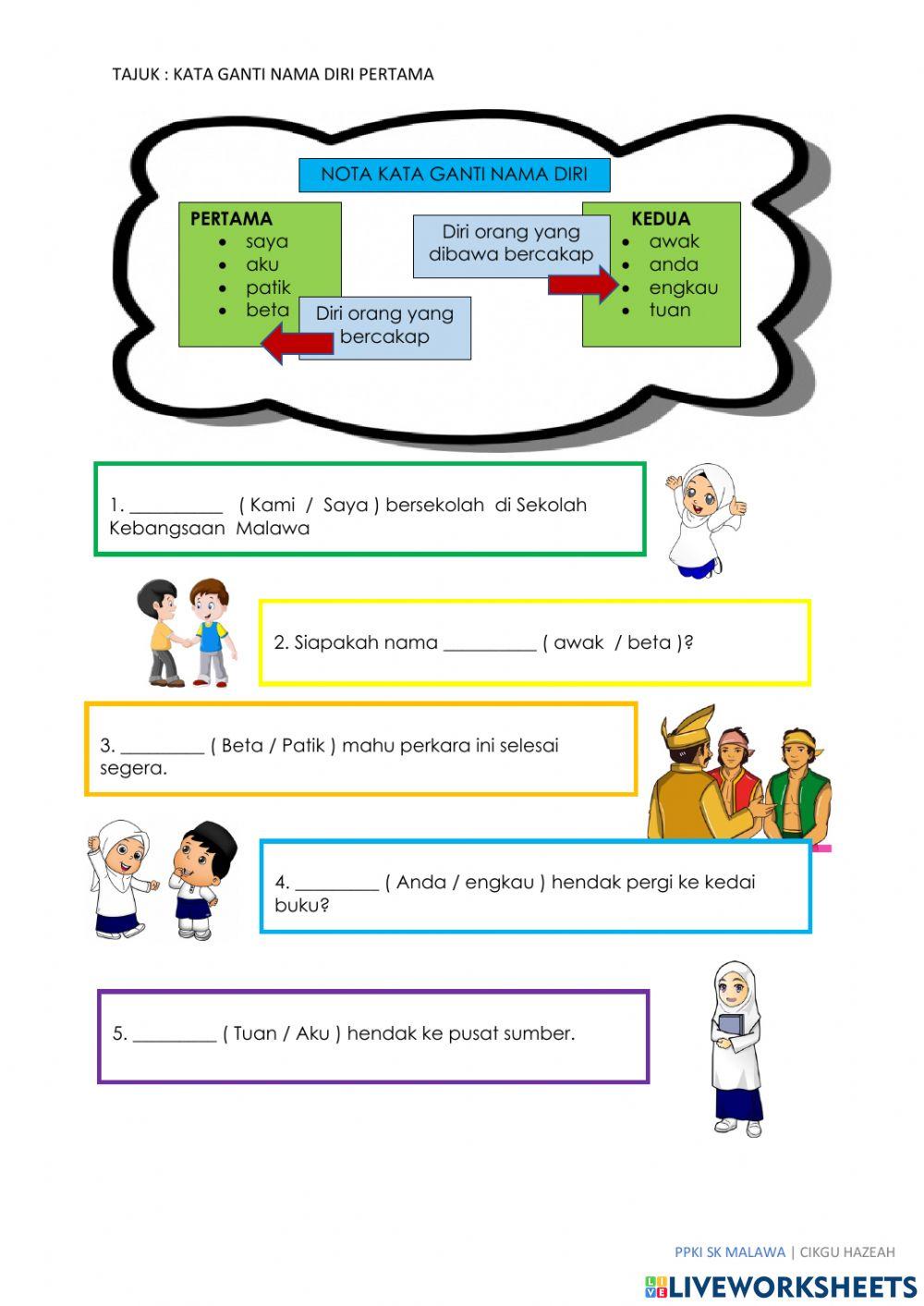 Kata ganti nama diri pertama dan kedua