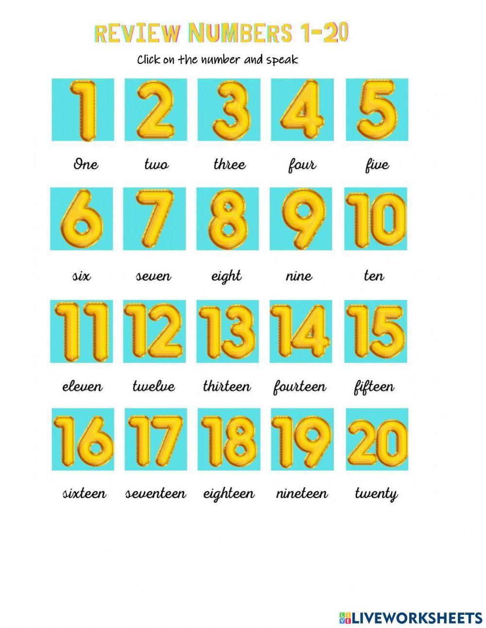 Numbers 1 20 To Print