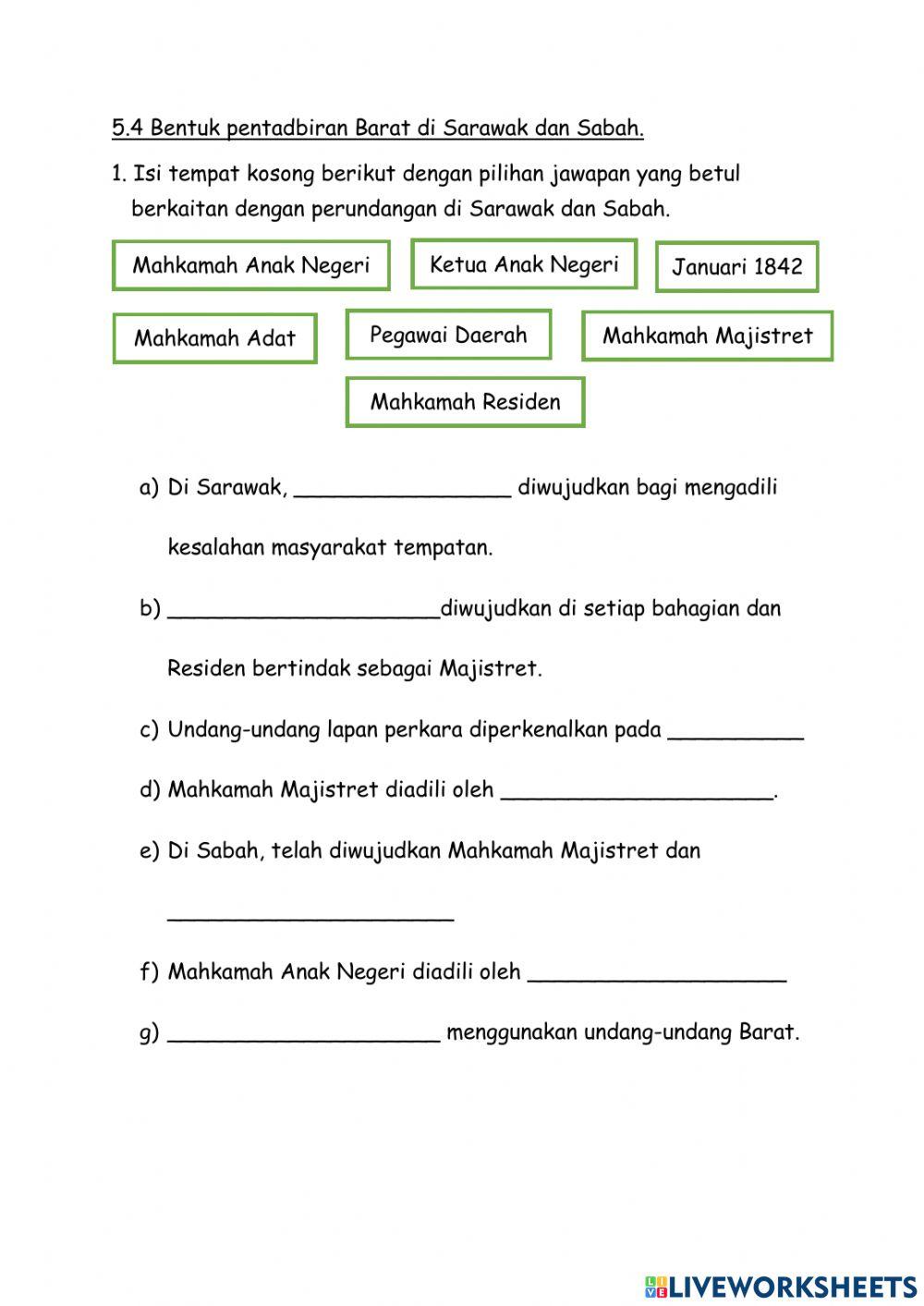 Bab 5: Pentadbiran Barat di Sarawak & Sabah