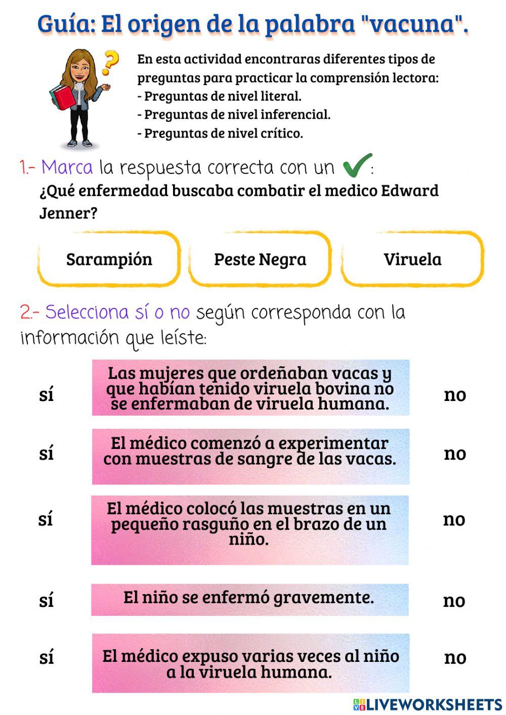 Guía: El origen de la palabra -vacuna-.
