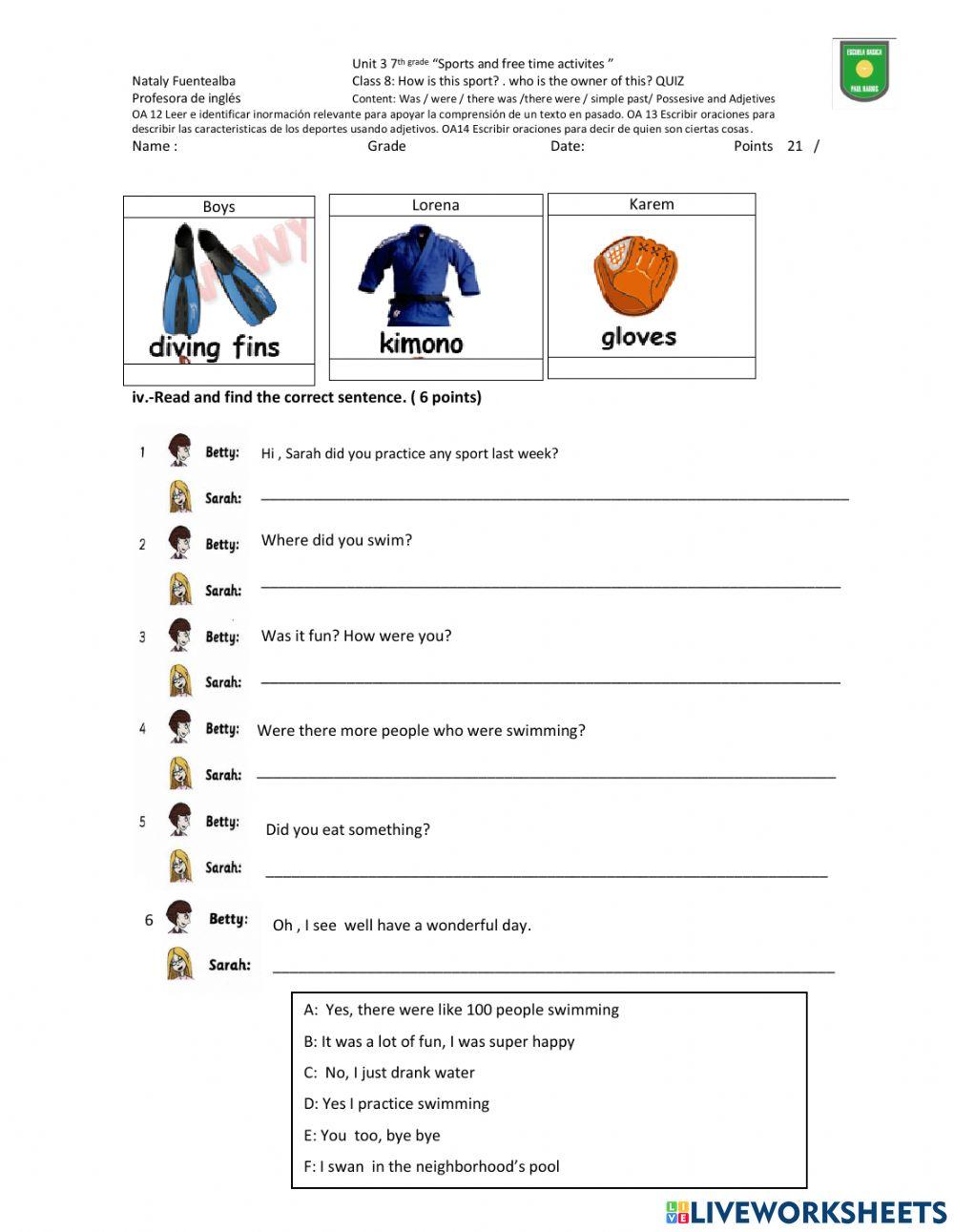 Class 8 unit 3 7th grade