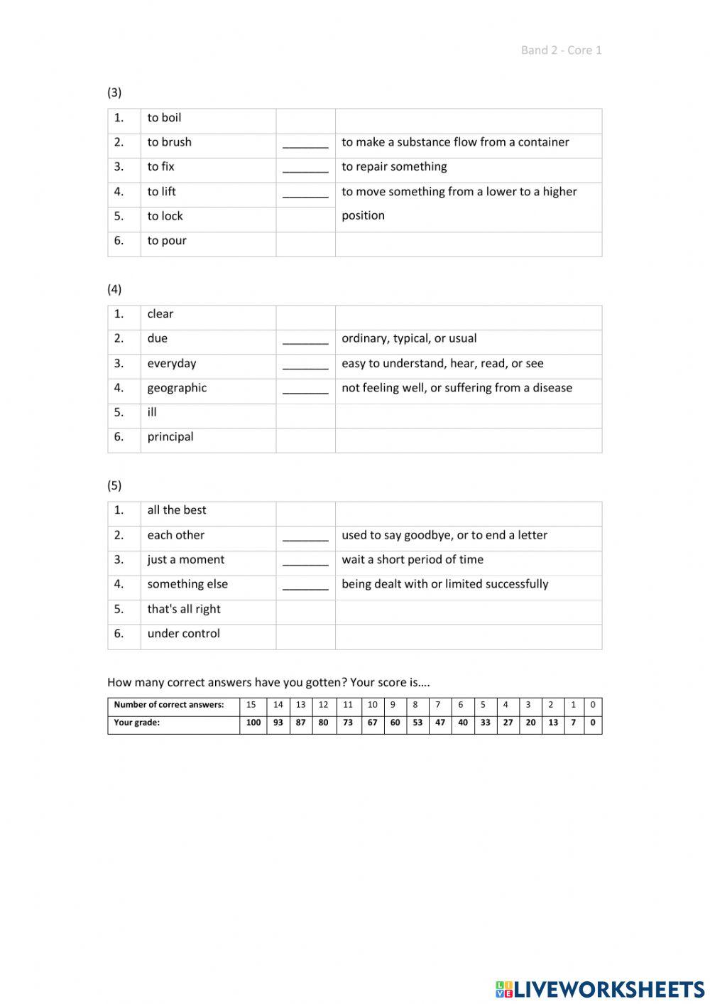 Band 2 (Core 1) - Unit 24 - Test