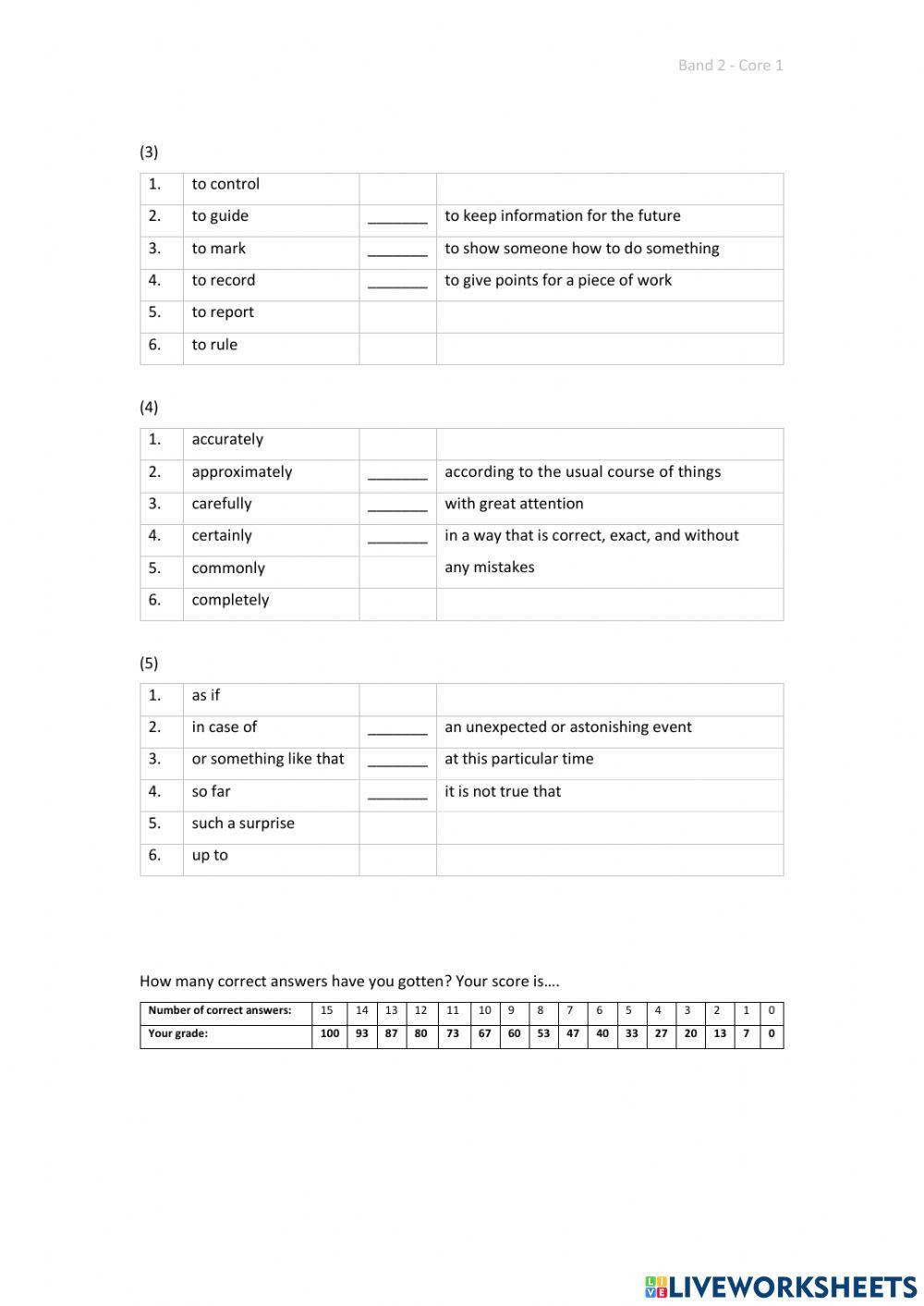 Band 2 (Core 1) - Unit 25 - Test