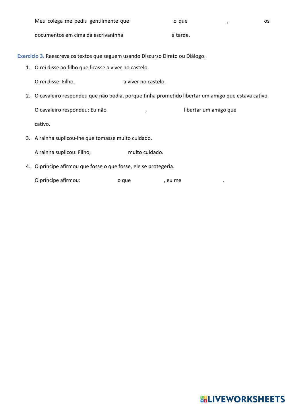 Discurso Direto e Indireto