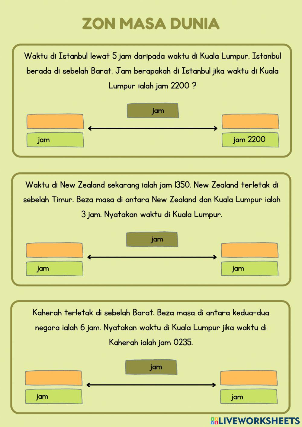 Zon Masa Dunia - Tahun 6