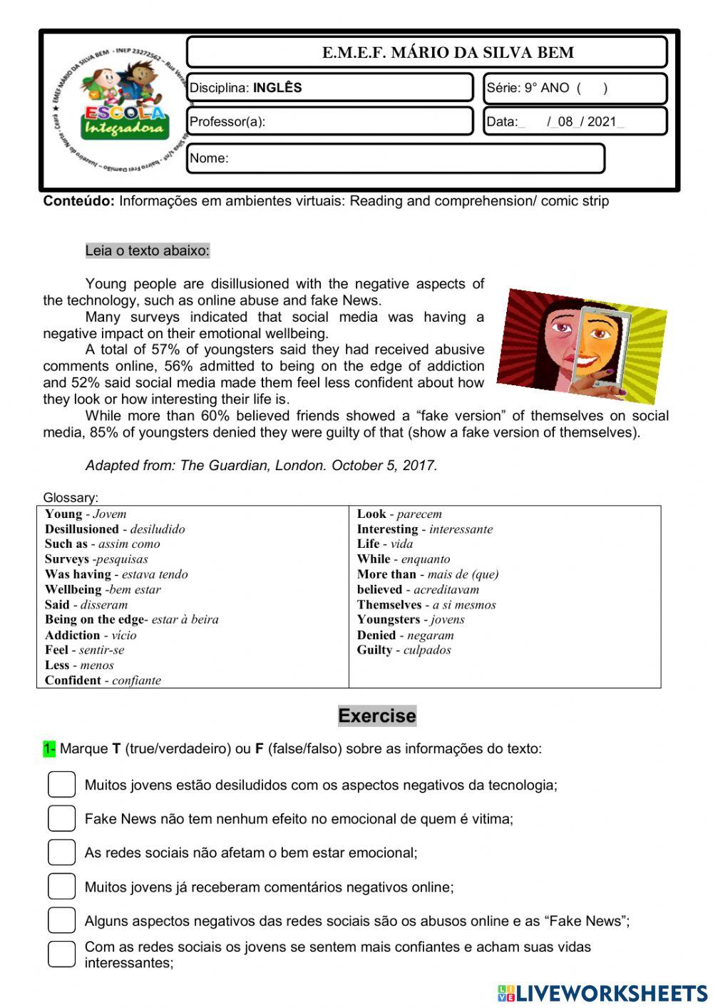 9° ano - INGLÊS - 26-08-21