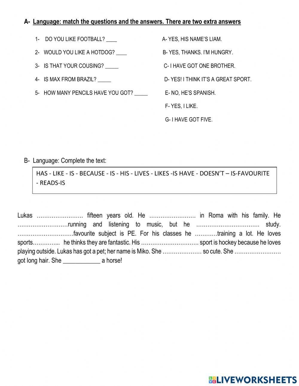 Mid term exam teens 1