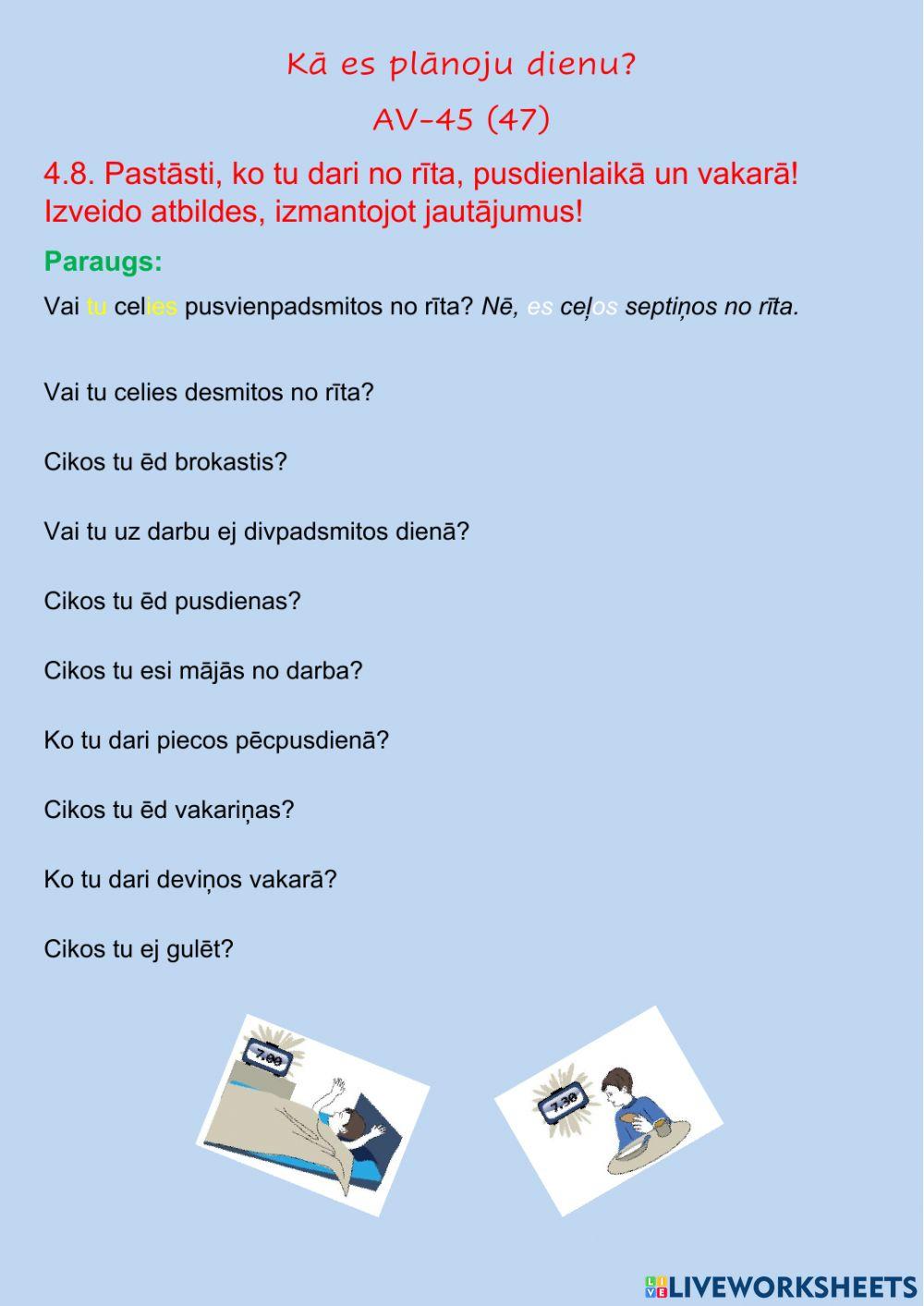 AV-45 (47) + darbības vārdi