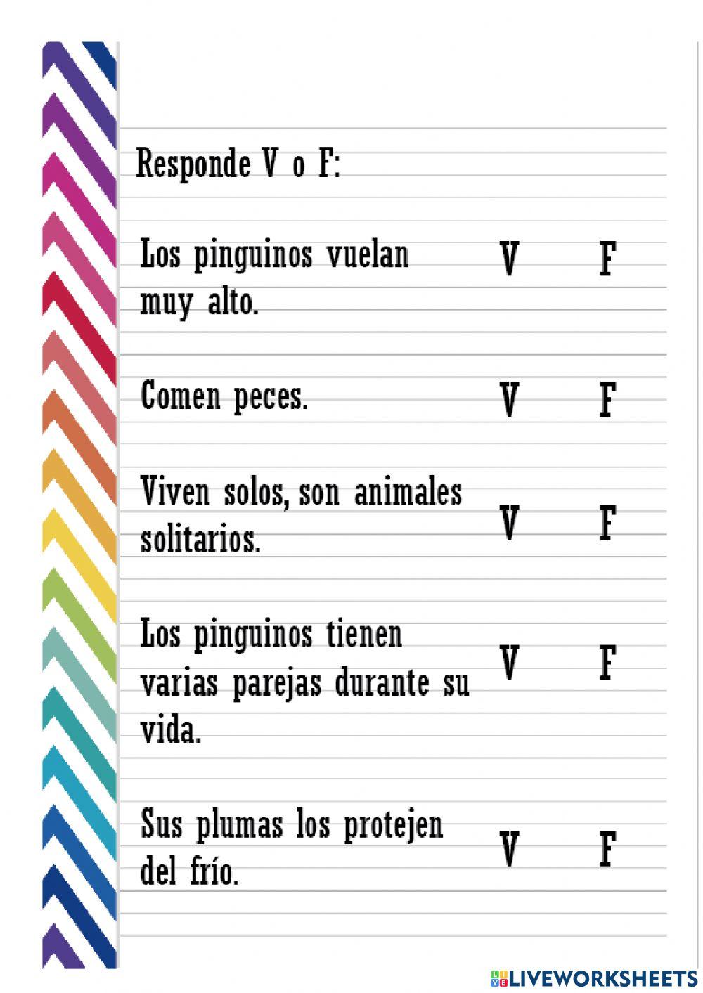 Comprensión lectora -Los pinguinos-