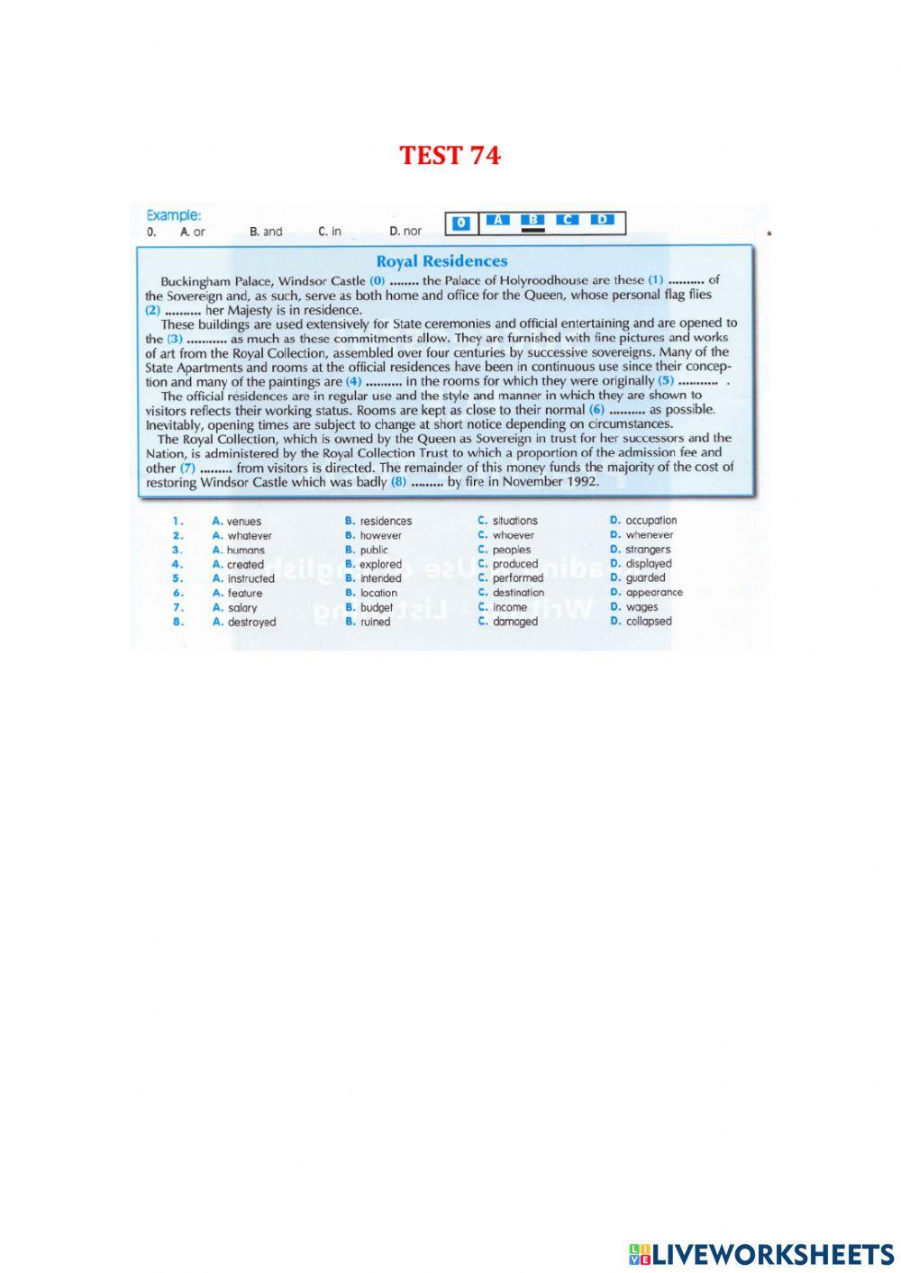 Use of English part 1 - Test 72-78