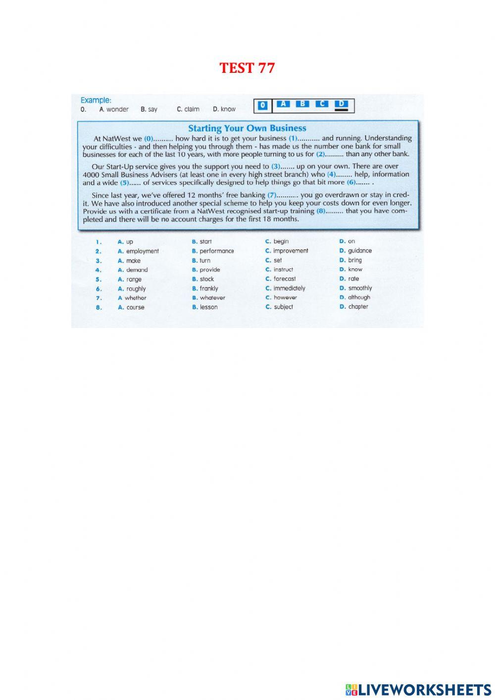 Use of English part 1 - Test 72-78