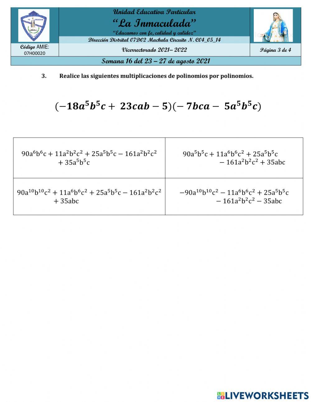 Multiplicación de polinomios