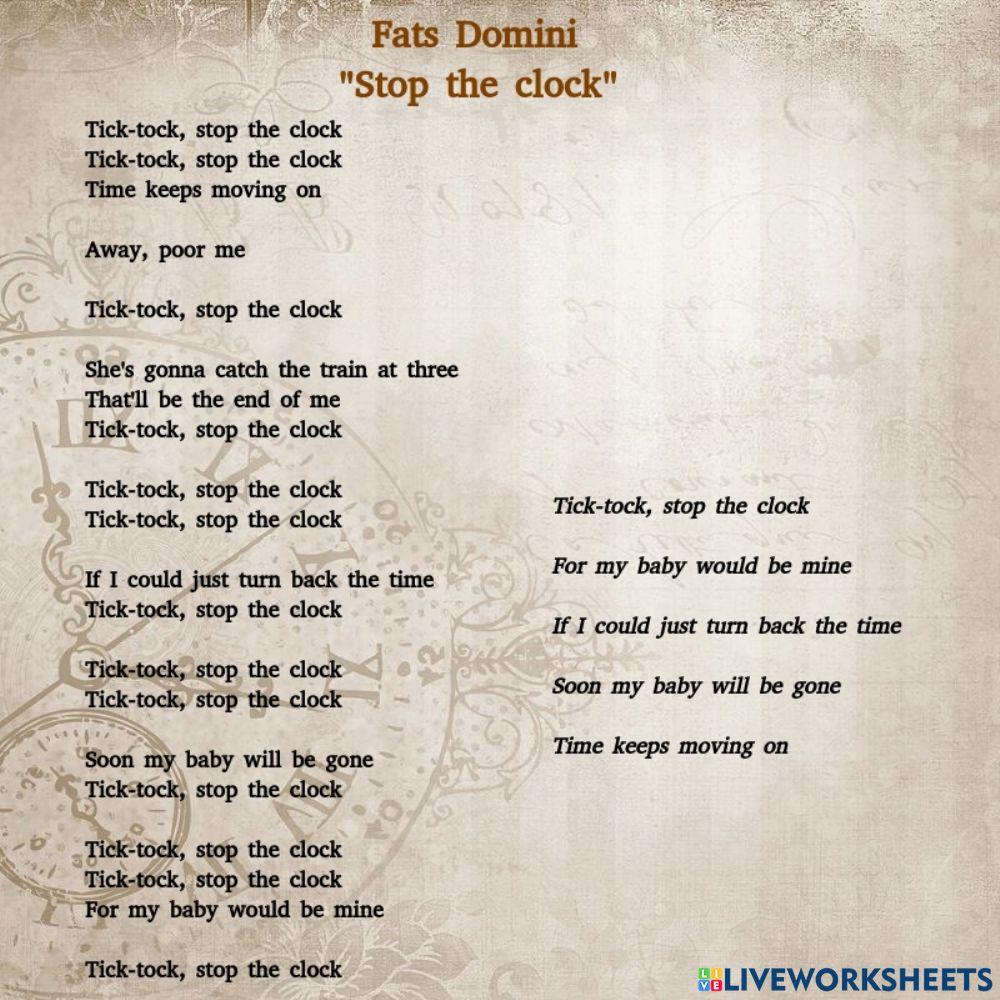 Song -Stop the clock-