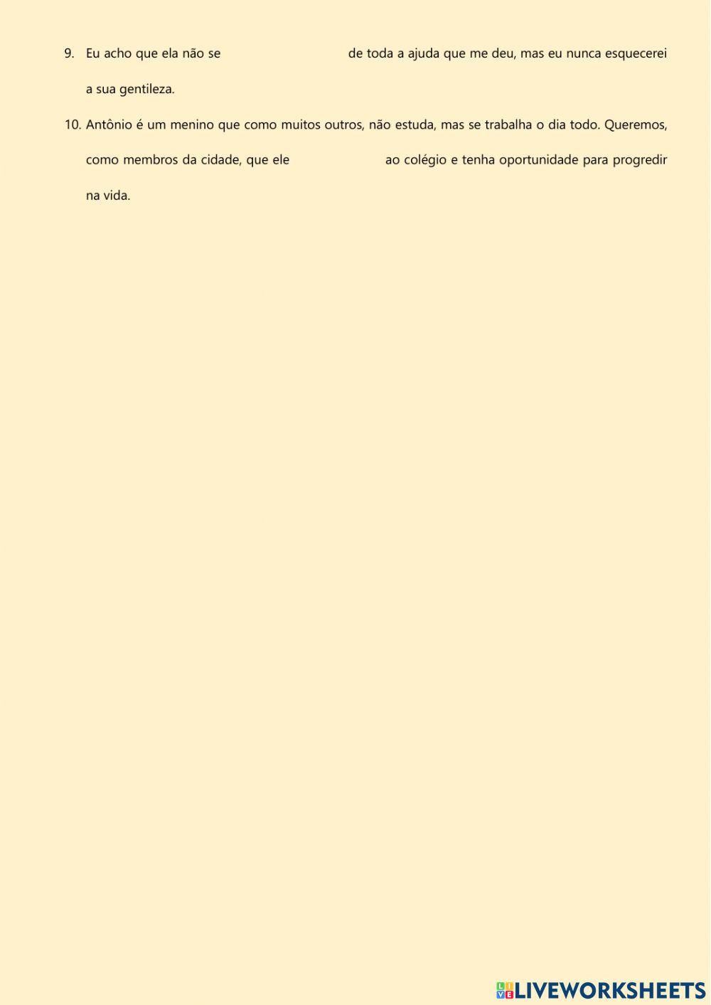 Exercícios Presente do Subjuntivo