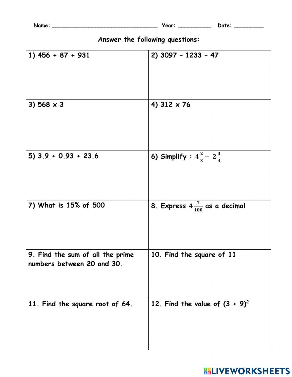 Psr revision for year 6 part 1