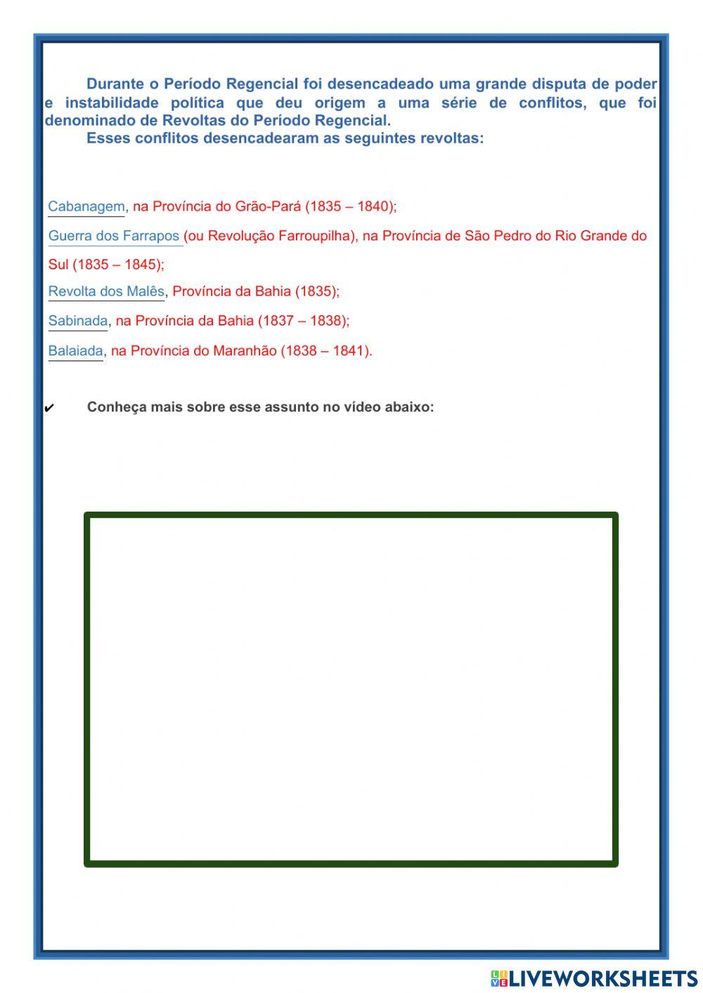 Revoltas do período regencial