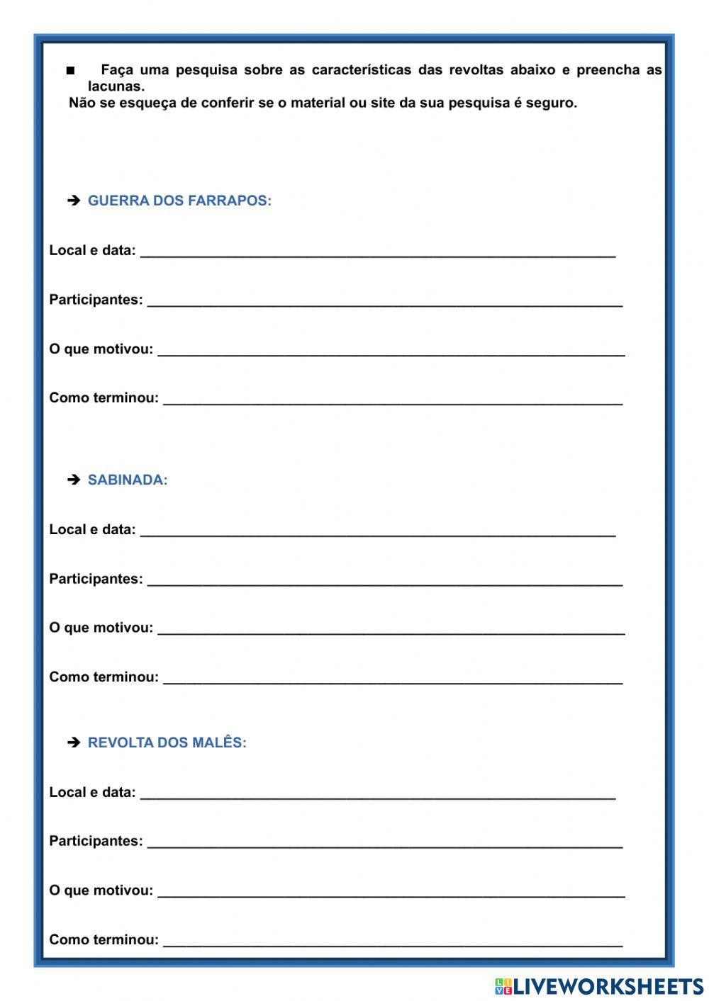 Revoltas do período regencial