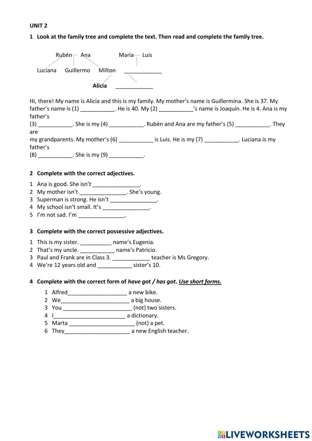 Ejercitación evaluativa.