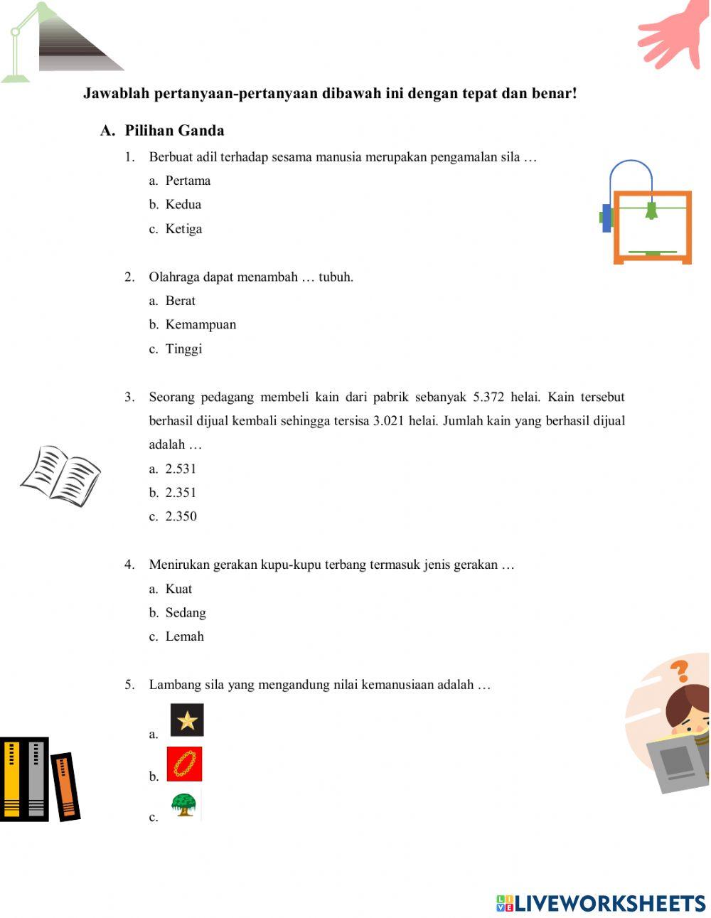 Evaluasi Subtema 2 Tematik 3A