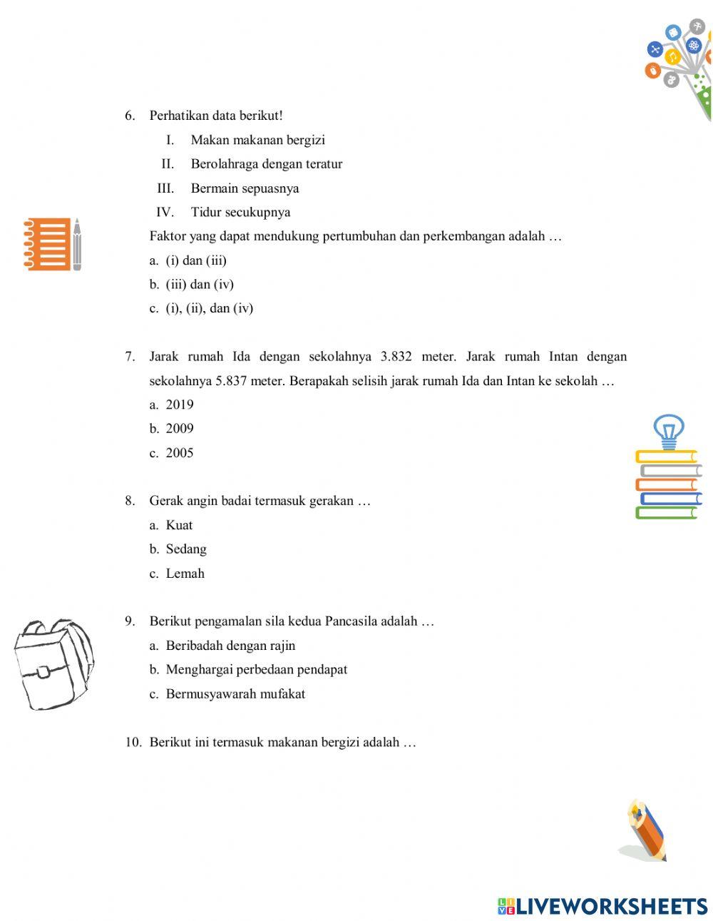 Evaluasi Subtema 2 Tematik 3A