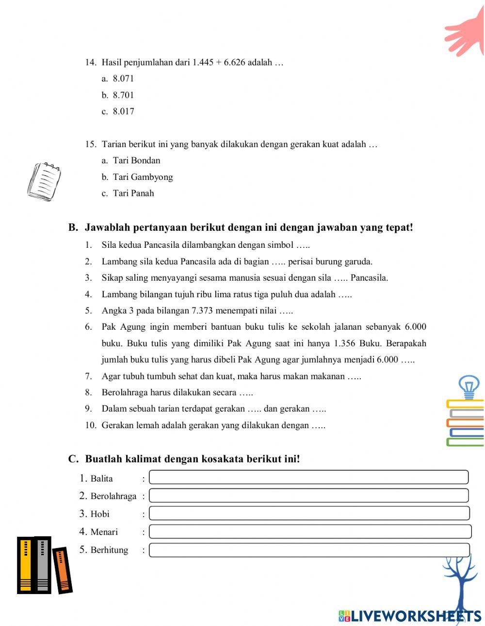 Evaluasi Subtema 2 Tematik 3A
