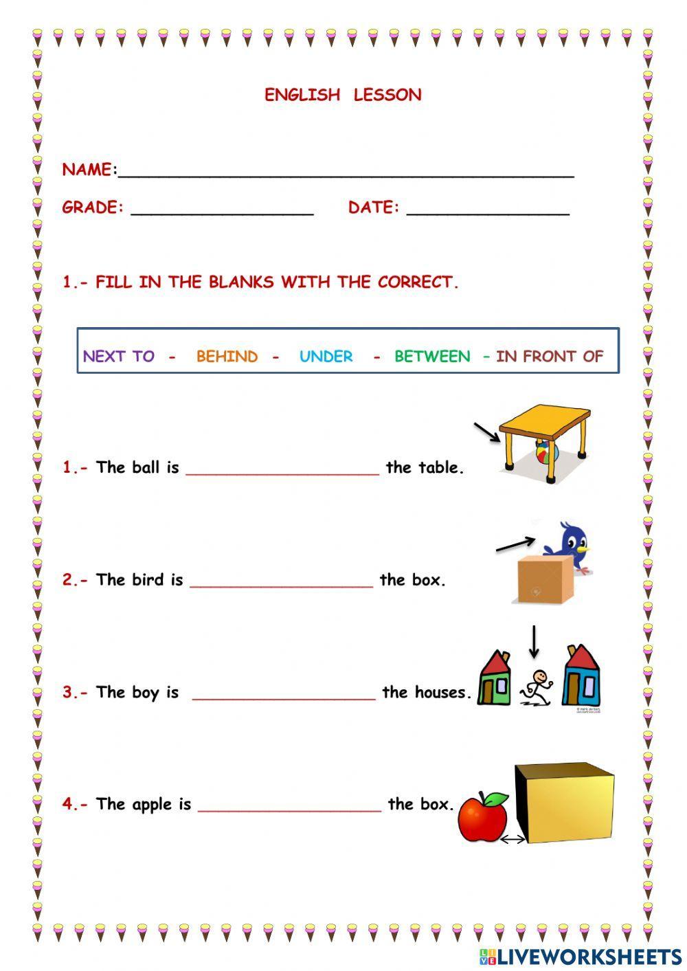 Prepositions of place