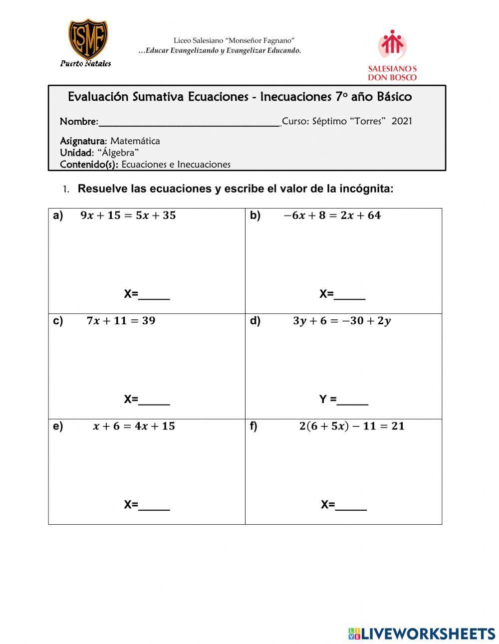 Resolver Ecuaciones e Inecuaciones