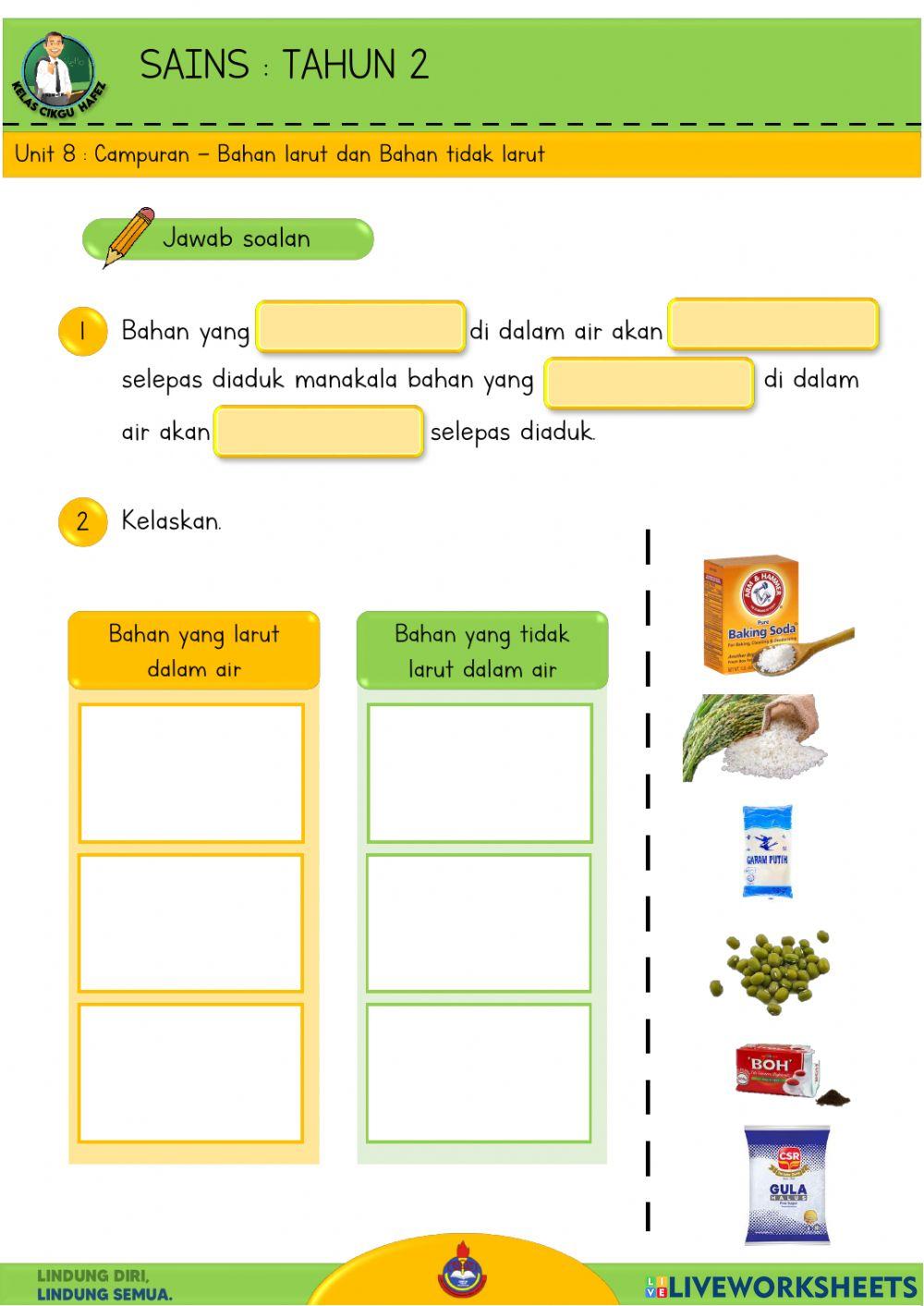 Sains T2 - Bahan larut dan bahan tidak larut