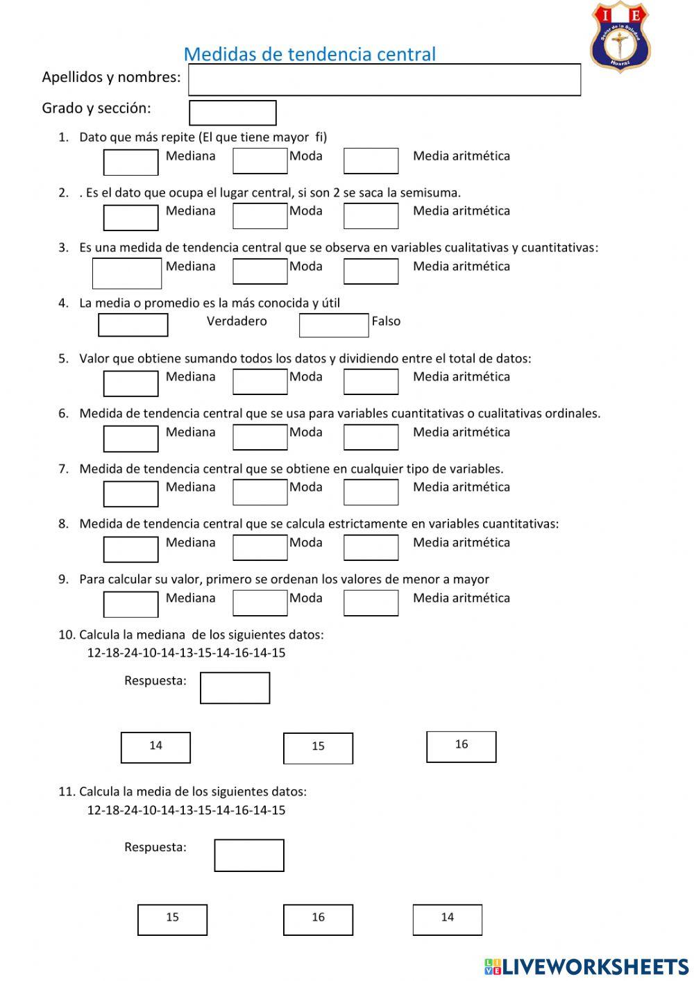 Medidas de tendencia central