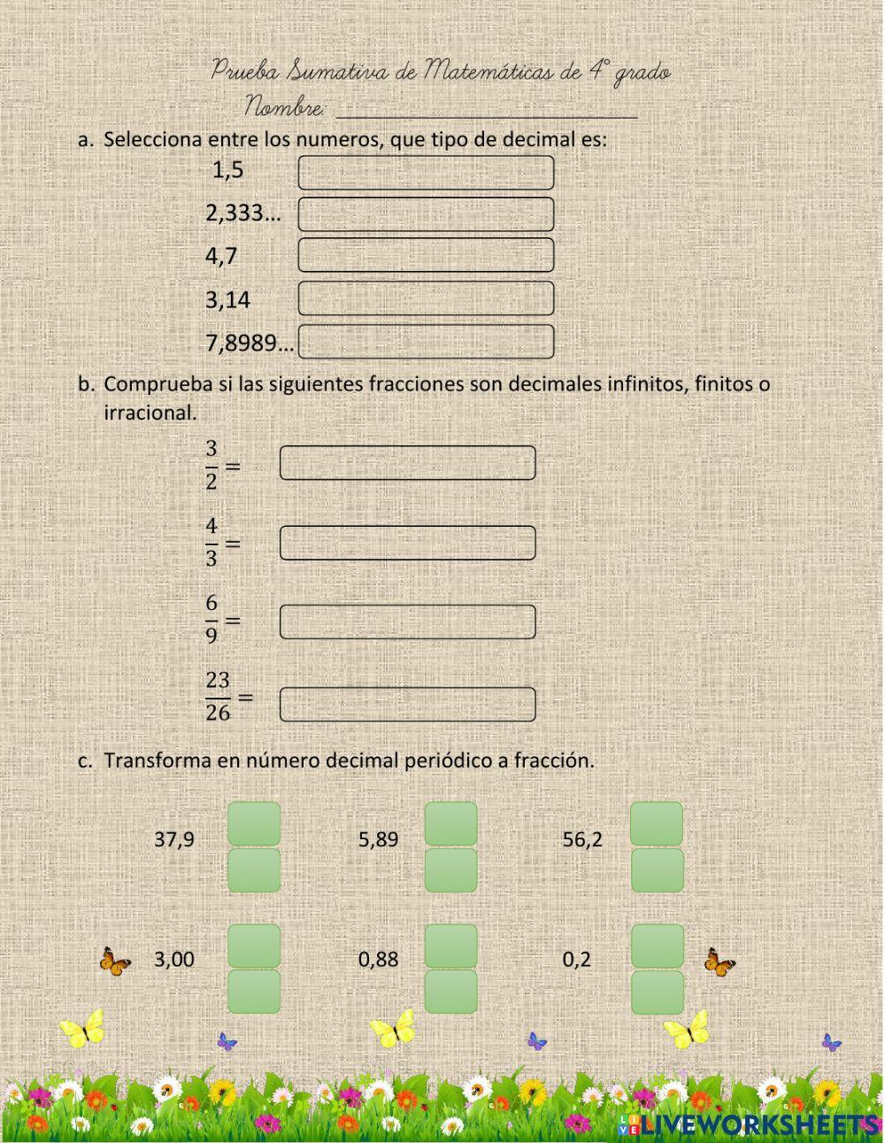 Clasificación de los decimales