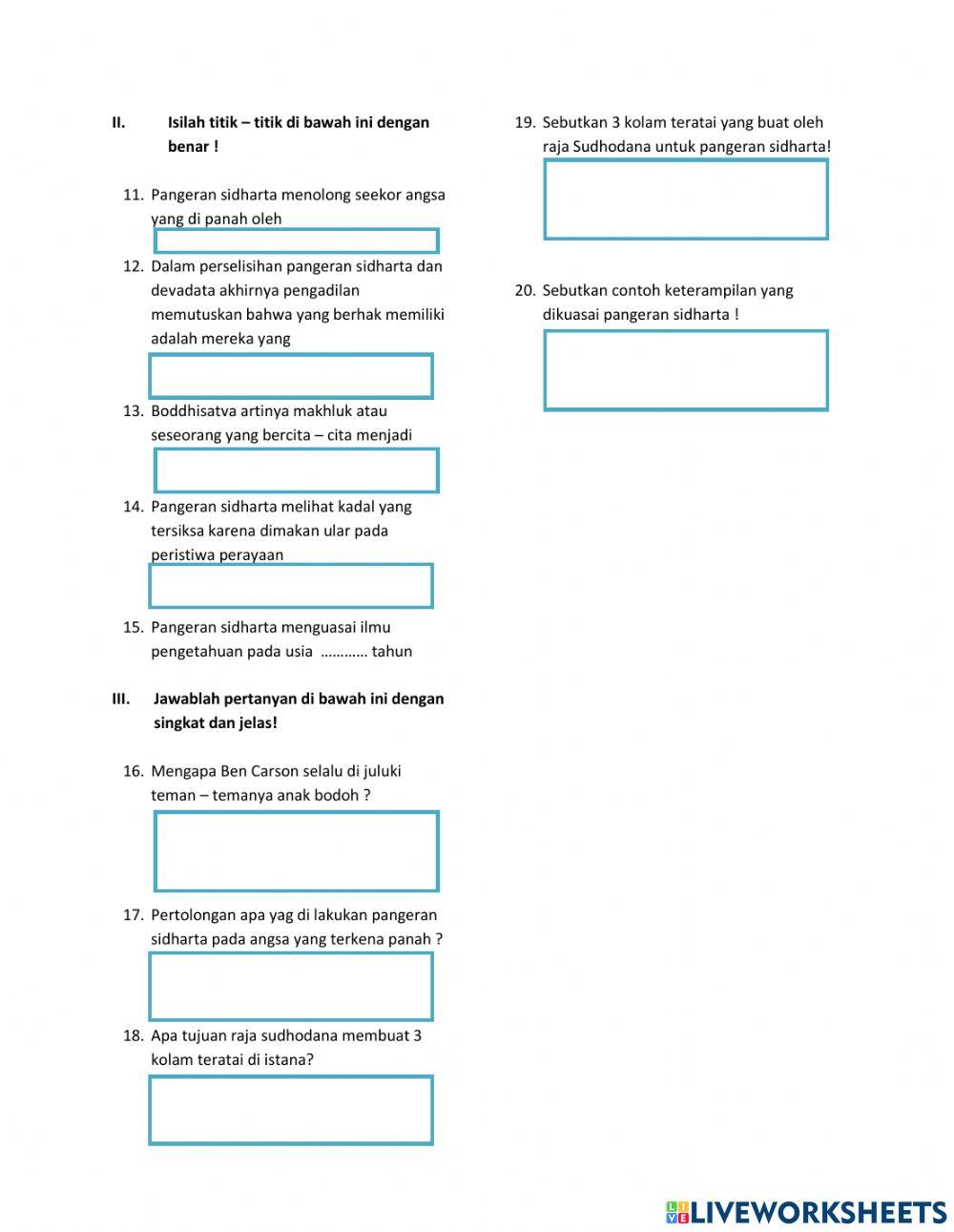 Evaluasi unit Buddhist grade 3