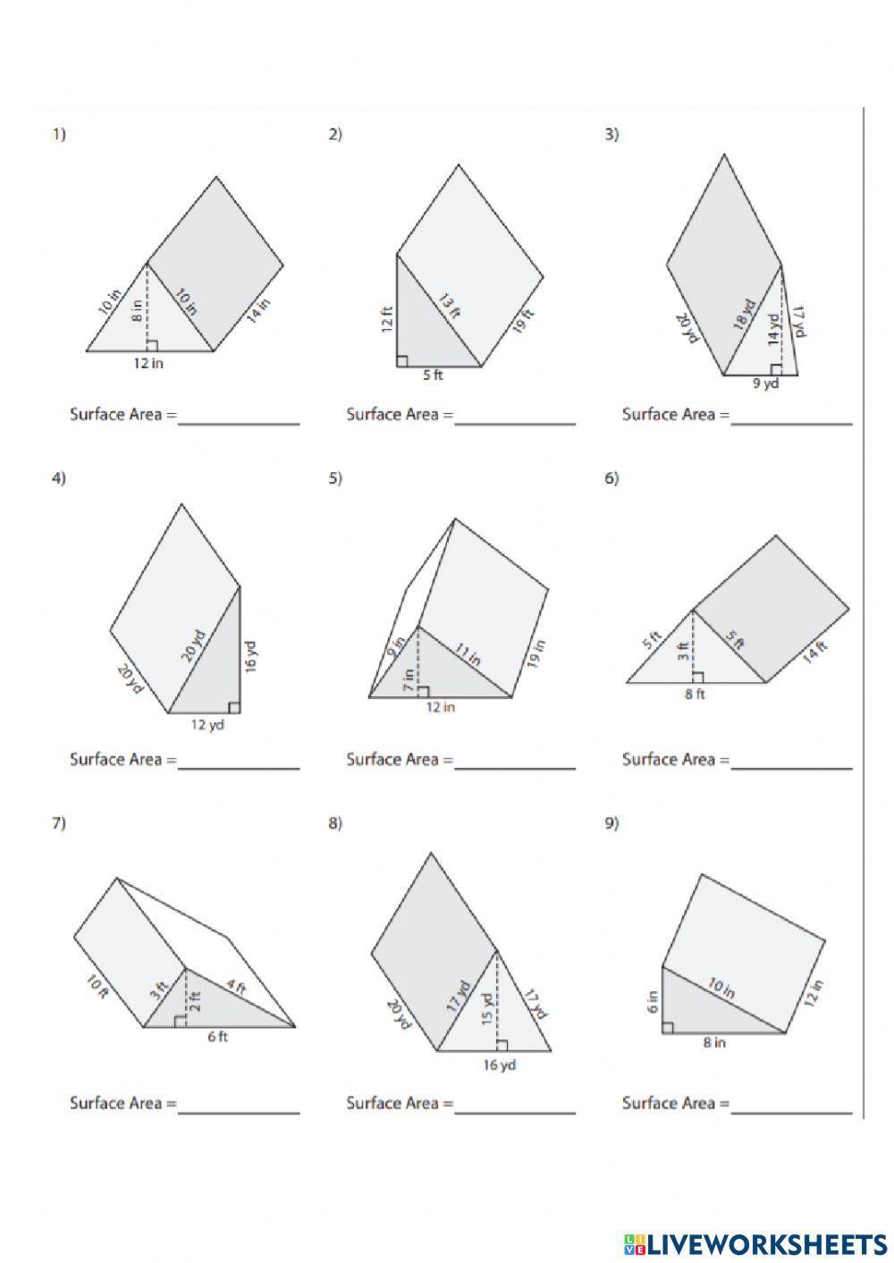 Surface Area of Triangular Prisms Surface Area of Triangular Prisms