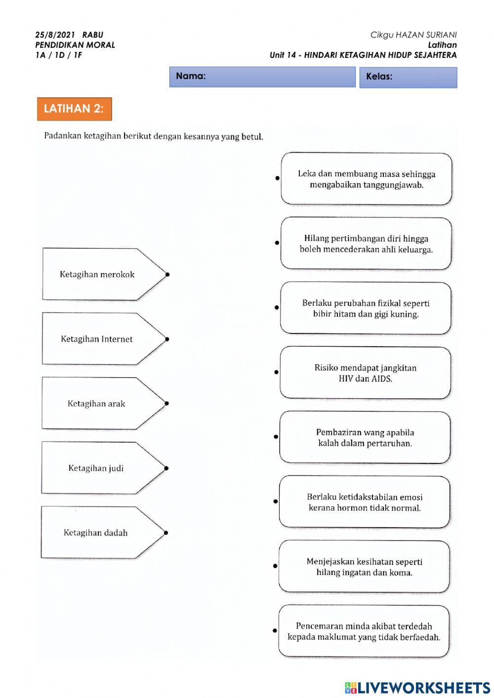 LATIHAN 2 Unit 14 - HINDARI KETAGIHAN HIDUP SEJAHTERA
