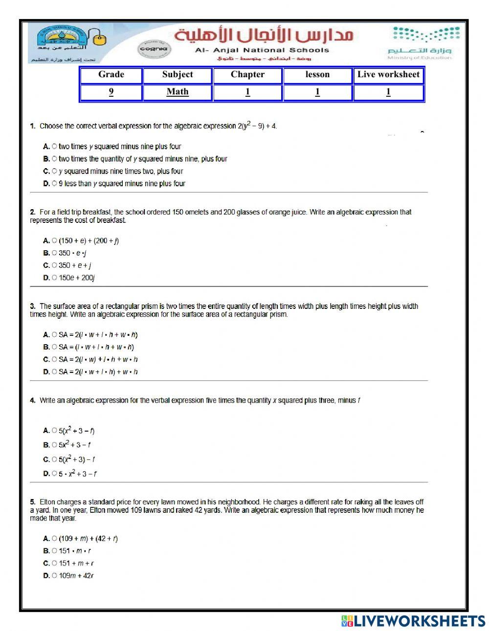 Variables and expression