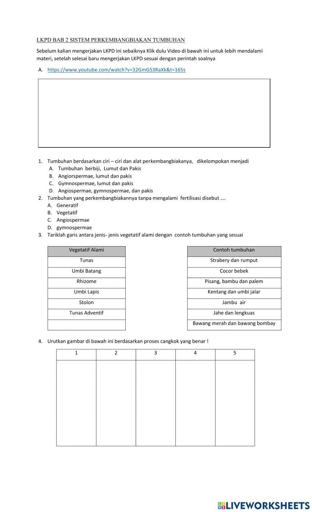 LKPD (Quiz) Sistem Perkembangan Tumbuhan