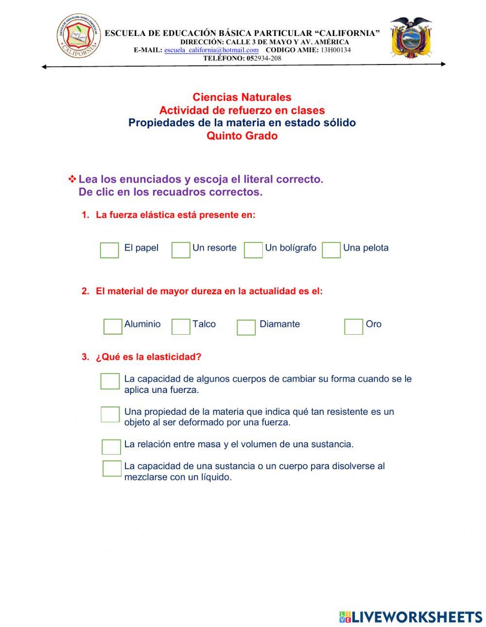 Popiedades de la materia en estado sólido