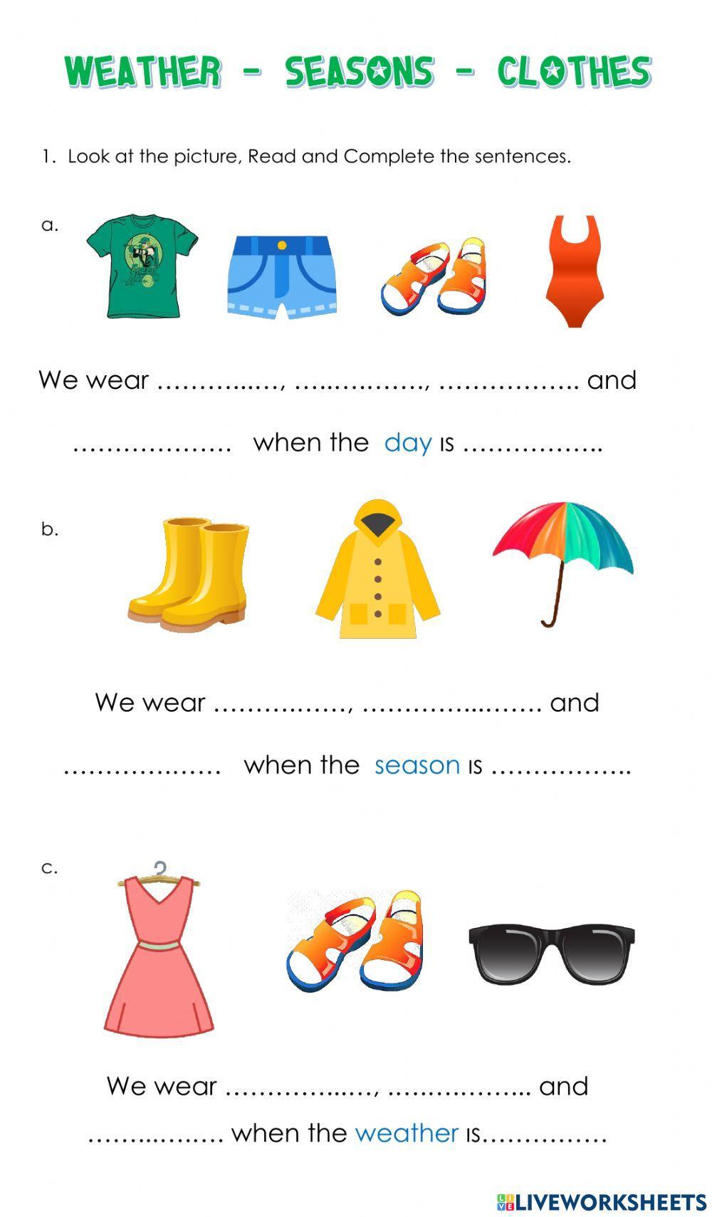 Quiz No, 2 Third Term: Season - Weather - Clothes