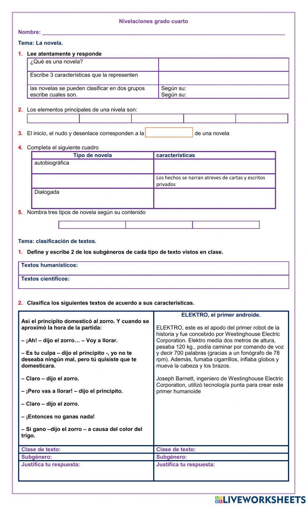 Nivelación grado cuarto -- tercer bimestre