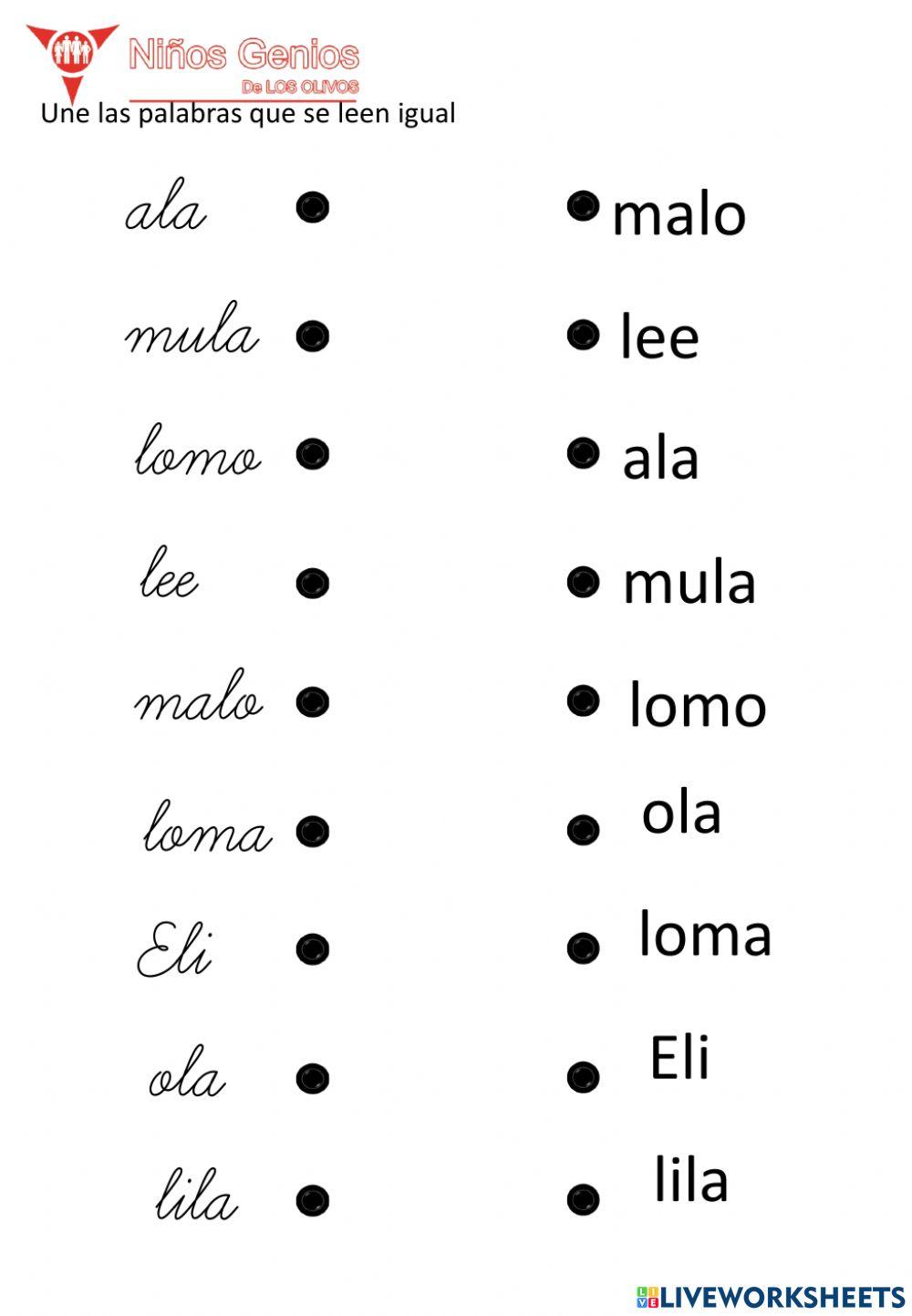 Palabras con M, l Palabras con M, l