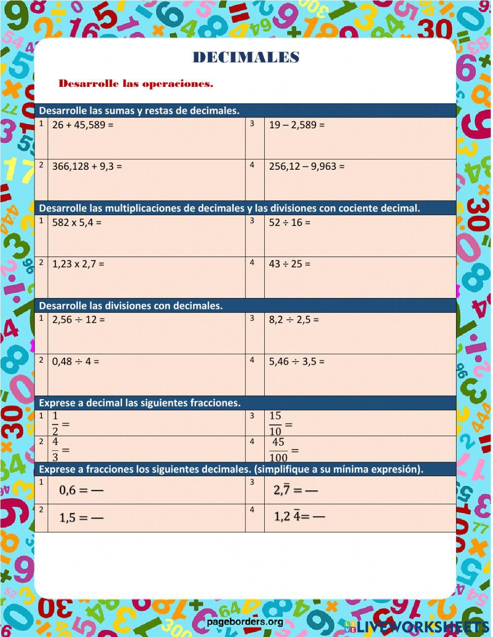 Operaciones con Decimales