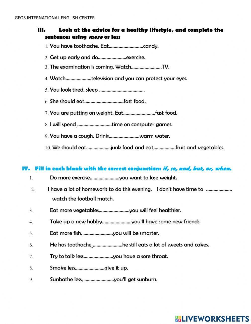 Worksheet 1-Unit 2-Grade 7