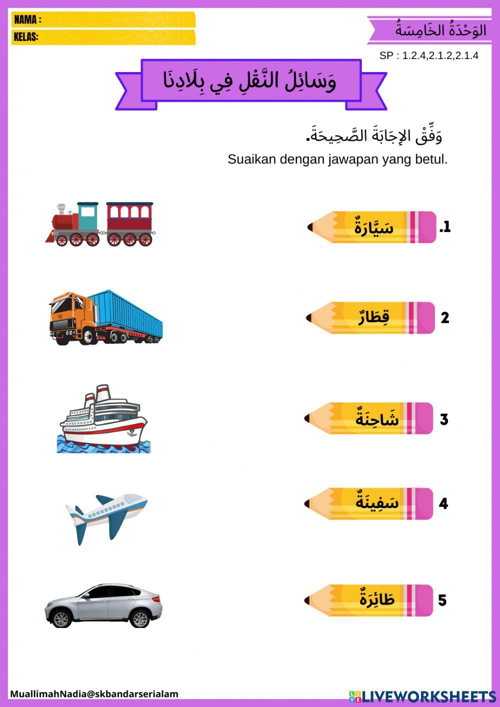 Kenderaan Tajuk 5 (mufradat) -TAHUN 6