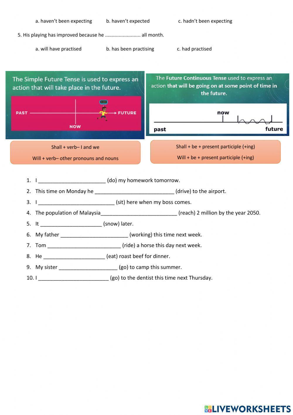 Future tense and future continuous tense