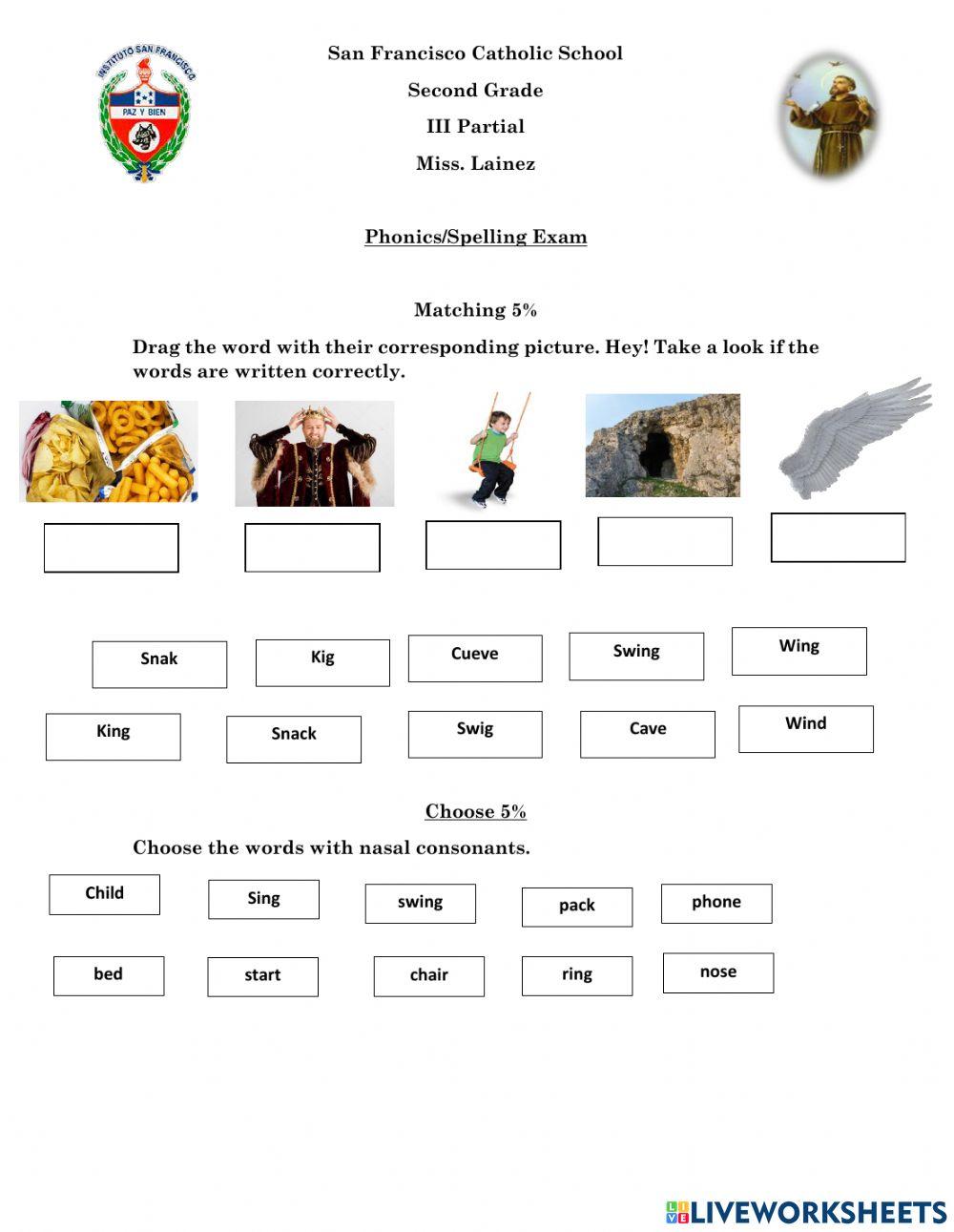 Phonics-Spelling Exam