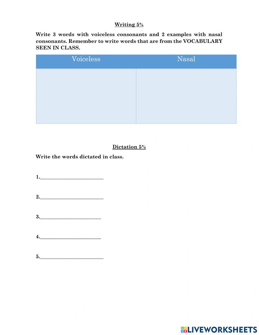 Phonics-Spelling Exam